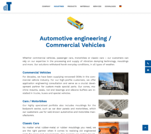 Teigler – Website – Branchen – EN